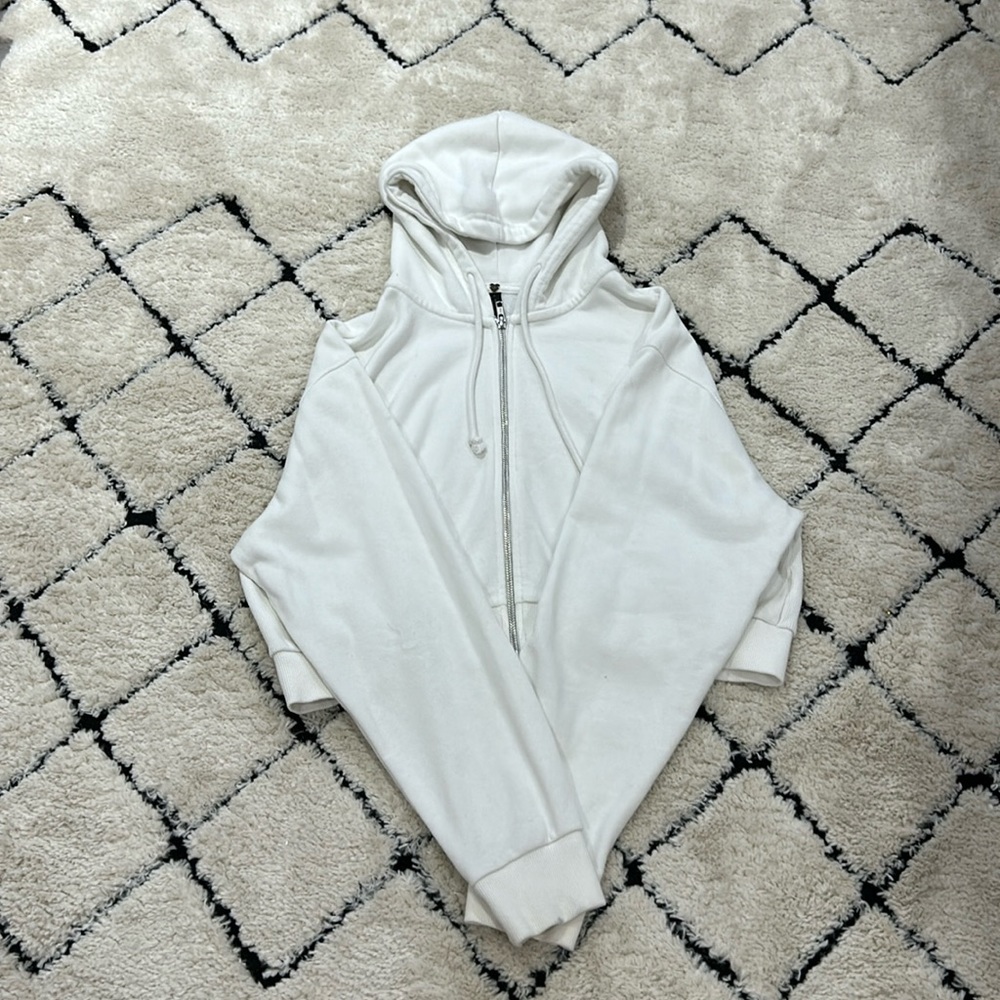 White Full Zip Up Hoodie